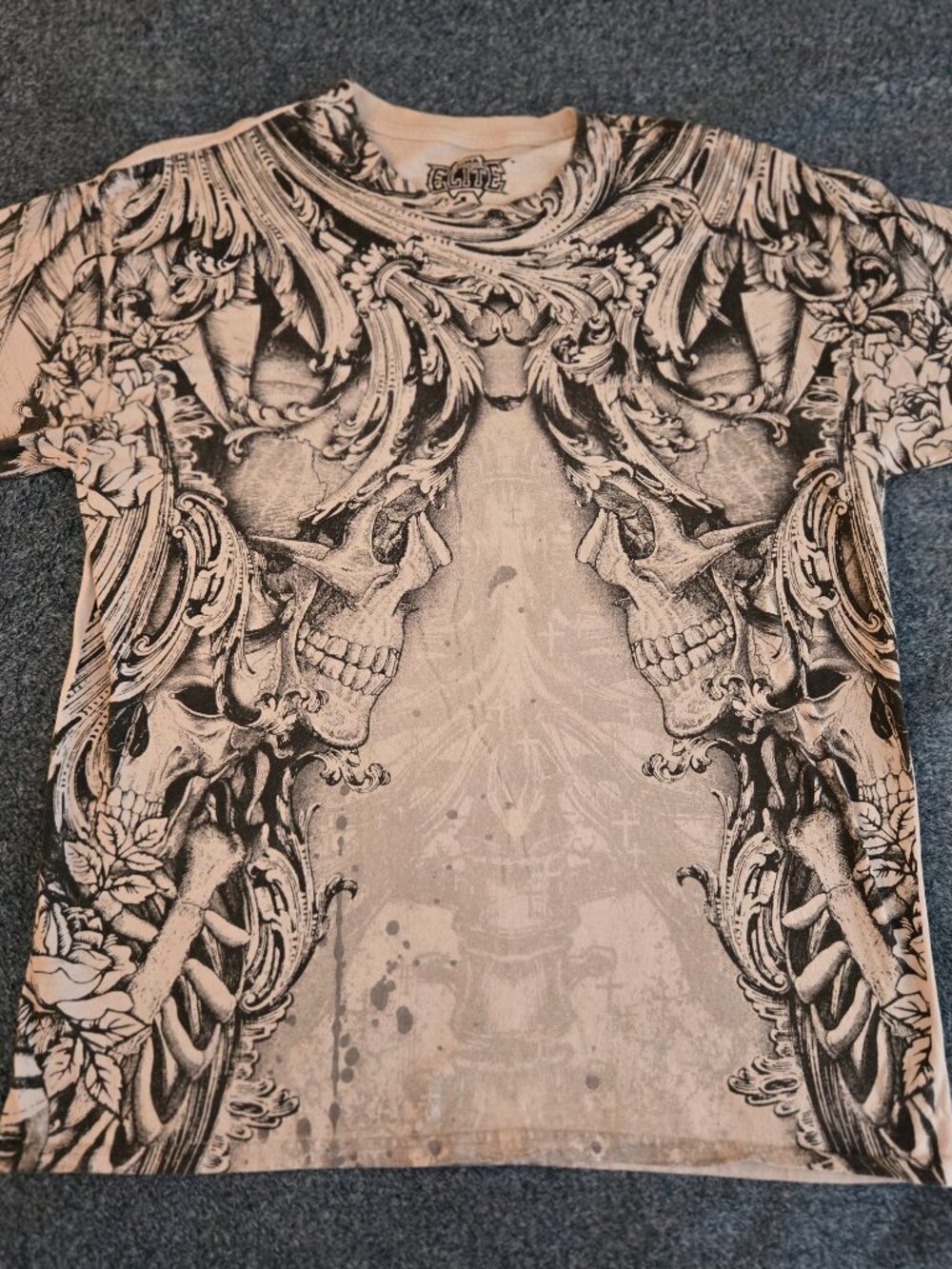 Y2K MMA Elite Mens Skull Wings Graphic Print T Shirt